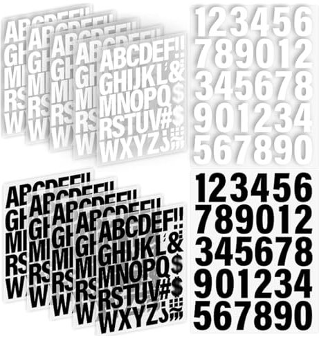 12 Sheets Iron-On Letters and Numbers, Heat Transfer Vinyl A-Z Alphabets 0-9 Numbers,Stickers for Ironing for Sport T Shirts Clothing DIY Crafts (Black, White)