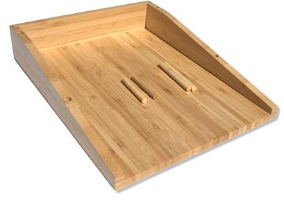 OSCO Bamboo Letter Tray with 4 Risers | A4 | Easily Stackable | Desk File Organiser | Paper Storage | Office Document Sorter | Paperwork Filing | H6 x W26 x D33 cm