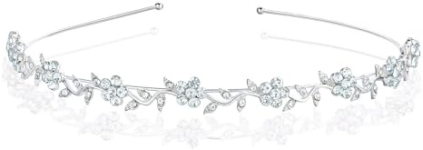 YUZHEDM Diadem Hochzeit, Haarreif Hochzeit, Haarreifen Mädchen, Krone Damen，Kristall Diadem，Blatt Haarband Kopfbedeckung Funkelnde Party-Haar-Accessoires für Frauen und Mädchen