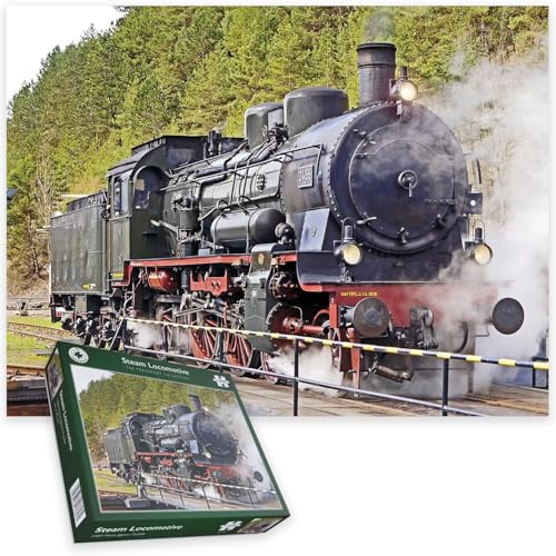 Vintage Train Jigsaw Puzzle for Adults, 1000 Pieces - DRG Class 38 Steam Locomotive 2455 - Scenic Countryside Jigsaw Puzzle for Railway & History Lovers