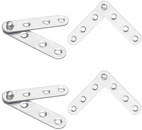 Boutihao 4 Stück 360° drehbar verstecktes Türscharnier, Edelstahl 360 Grad drehbare Tür Zapfenband Scharniere Set, Türscharniere, für Türen Schrank und Bodentiefe Fenster, 100 mm x 17 mm