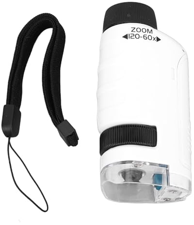 ViaGasaFamido Tragbares Mikroskop mit 60- Bis 120-facher Vergrößerung, Taschenmikroskop mit 60- Bis 120-facher Vergrößerung und Flexiblem LED-Licht für und Erwachsene Zur Erkundung Im Freien