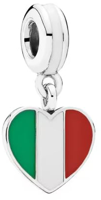 Charm drapeau de l'Italie en argent 925 compatible avec les bracelets Pandora, Trollbeads, Chamilia, Biagi et beaucoup d'autres bracelets à breloques britanniques.