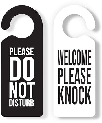 Do Not Disturb Door Hanger Sign 2 Pack - Double Sided Cardstock Do Not Disturb Sign, 3x8 Inches, Privacy Door Tags for Office, Home, Clinic, Meeting, Hotel, Therapy Room (Black and White)