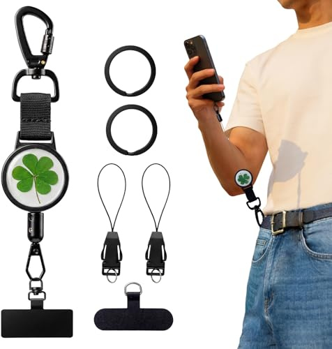 Handy Sicherung Diebstahl für Wandern Skifahren, Universell für Handyhüllen | Handy Diebstahlschutz mit 360°-Haltering & Magnetbefestigtes 66cm-Stahlseil, Handysicherung Outdoor Ausziehbar