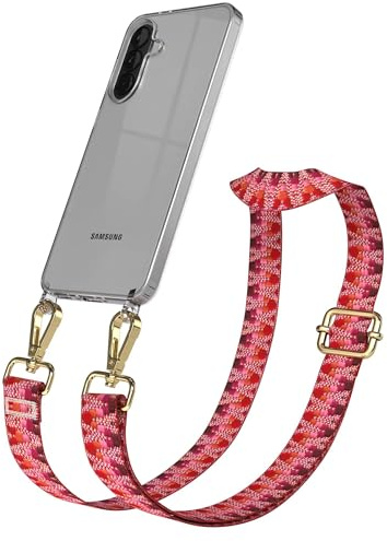 EAZY CASE Handykette - Verstellbares Taschenband kompatibel mit Galaxy A37, Schulterriemen, Handykordel mit Silikon Hülle, Umhängetasche, Beere Gold