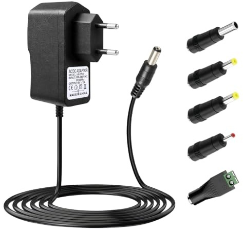 5V 2A Adaptador de Corriente, Transformador 5V DC 2A 10w Alimentador | 2Metros Longitud con Conector DC de 5.5mm x 2.1mm De 220v AC a 5v DC Incluye 5 Conectores para Routers Cámaras CCTV