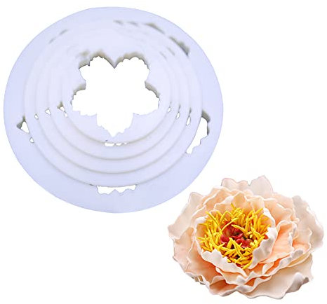 SK 5-teiliges Pfingstrose Fondant Ausstechformen Set Sugarcraft Modellierwerkzeuge Kit für Kuchen Dekoration Weiß