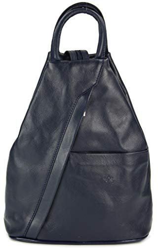 Belli City Backpack leichte italienische Leder Damentasche Rucksack Handtasche in dunkelblau - 29x32x11 cm (B x H x T)