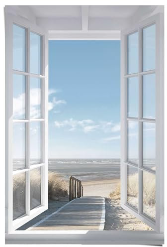 REINDERS Poster, Northsea Window, Schlafzimmer, Poster, Wanddeko, Room Decor, 150 gr. glänzend Bilderdruckpapier, Blau, 91,5x61cm