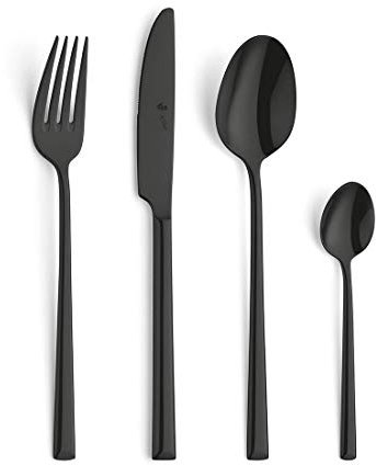 Paul Wirths VIVENDI 30-teiliges Besteck Set 6 Personen, hochwertige PVD Veredelung, elegantes 18/10 Edelstahl Besteckset schwarz, Essbesteck rostfrei & spülmaschinenfest, Tafelbesteck 6 Personen