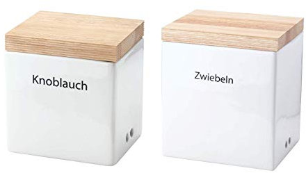 Continenta 2er Set Vorratsdose mit Holzdeckel 18 x 15,5 x 20,6cm und 14 x 12 x 15,3cm