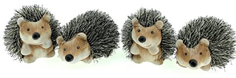 4er Set Igel aus Ton je ca. 12cm mit Kunstfell Herbstdeko Deko Figur Herbst sitzend stehend