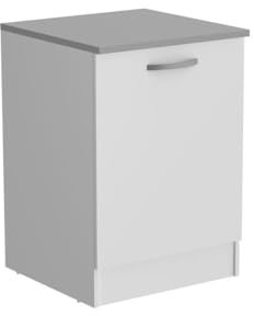 Oslo Low Furniture 1 Tür + Tablette + Plan - Matt Weißes Dekor - L 60 x D 60 x H 86 cm