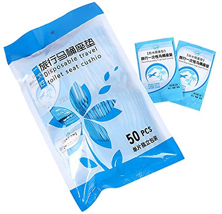 50Pcs Disposable Toilet Cover Reise Wasserdichte WC Sitzschutz Sitzauflagen Toilettenbrillen Auflagen Brillenschutz Anti Bakterien für Hotel Outdoor Reisen Universal Toilettensitz