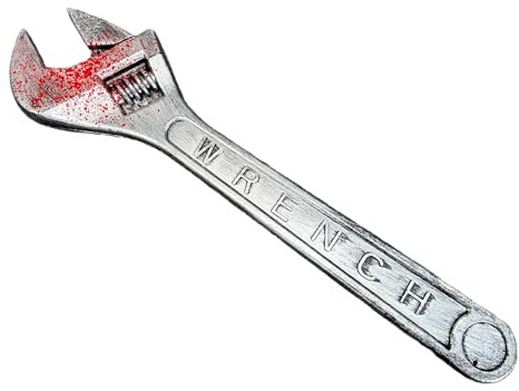 Rubber Johnnies , Large Spanner, Adjustable Wrench, Realistic, Builders Prop, Bloody, Halloween Weapons
