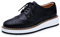 PPXID Damen Halbschuhe Oxford Brogues Schnürhalbschuhe mit Keilabsatz 4.5CM Plateau Sneaker Schuhe,Schwarz B,39 EU