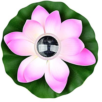 Lychee Solarbetriebene Lotus Laterne,Solarlampen für außen,Wasserdichte LED Garten Pool Licht,Künstliche Lotus Seerose Licht für Garten Hof, Schwimmbad, Brunnen und Aquarien (Rosa)