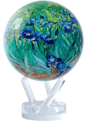 MOVA Globus Kunst und Sammlerstücke Van Gogh-Iris 4,5mit Sockel, solarbetriebener rotierender Globus, einzigartiges Geschenk und Heim- oder Schreibtischdekoration für Männer, Frauen, Kinder
