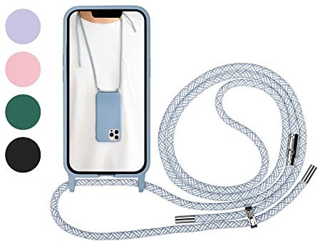 Artwizz HangOn Case geeignet für iPhone 12 Mini - Elastische Schutzhülle aus Silikon als Handykette zum Umhängen mit Band - Nordic Blue