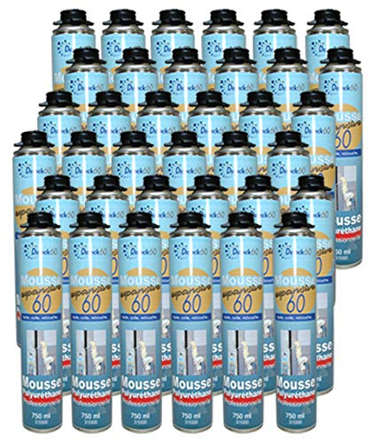 DSTOCK60 - Set mit 36 Stück – Bauschaum/ Montageschaum 750 ml – Professioneller Schaumstoff aus Polyurethan – isolierend - für innen und außen - ohne Applikationspistole