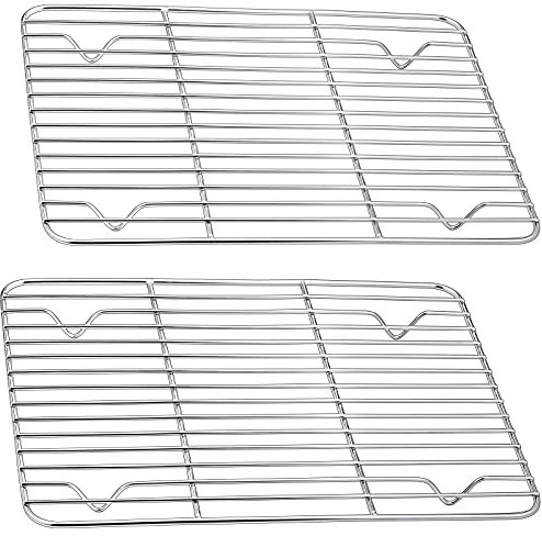 Joyfair Cooling Racks Set of 2, Stainless Steel Middle Wire Rack for Roasting, Grilling, Cooking and Drying for Cake/Pizza/Meat, Fit Baking Tray & Toaster Oven, Dishwasher Safe, 29.5 x 23CM