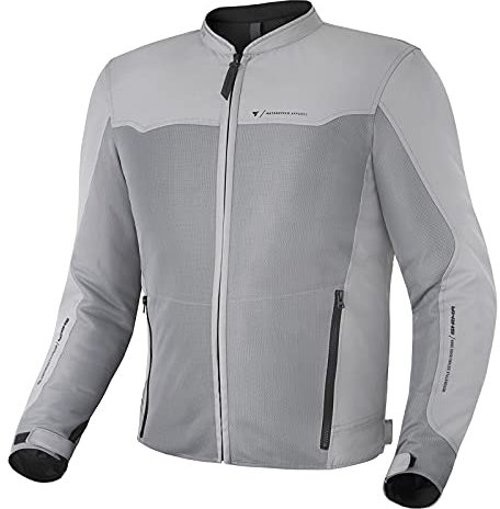 SHIMA OPENAIR Giacca Moto Uomo - Leggera e Traspirante Giubbotto moto uomo estiva in trete con protezioni CE per schiena, spalle e gomiti (Grigio, M)