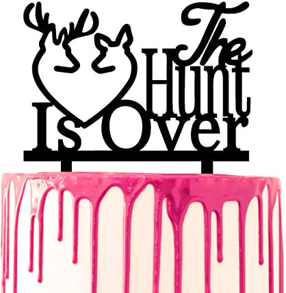 CARISPIBET Hochzeitstortenaufsatz The Hunt is Over, Party-Kuchen, Hochzeitstorte, Acryl, dekorative Hirsch- und Reh-Silhouette