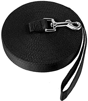 Guinzaglio per Cani Addestramento 10M/32ft, Lungo Nylon Guinzaglio Cani Resistente Leggero con Fibbia Lega Zinco per Cane Allontanare Sicurezza Nero