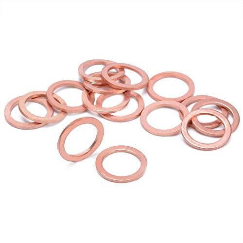 Tuanie Lnanqing-Seal Washer M10 Copper Sealing Washer Gasket Sump Plug Oil HEL Motorcycle Bike Car Brake Line Banjo Bolt Copper Crush Washers, 15pcs/set， firmly and durable