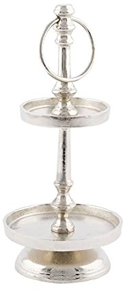 Spetebo Aluminium Etagere silber - 31 cm - 2 Etagen Vintage Deko Servier Ständer Platte Bonboniere