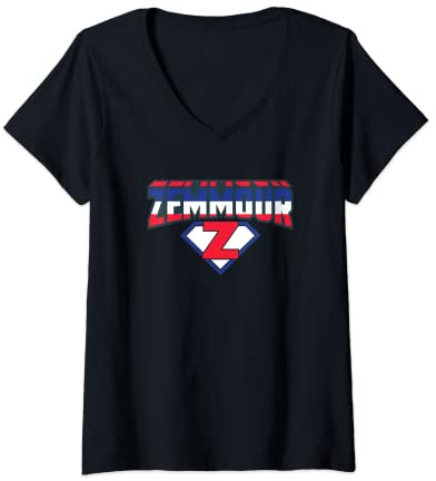 Femme Soutien eric zemmour président élection 2022 france drapeau T-Shirt avec Col en V