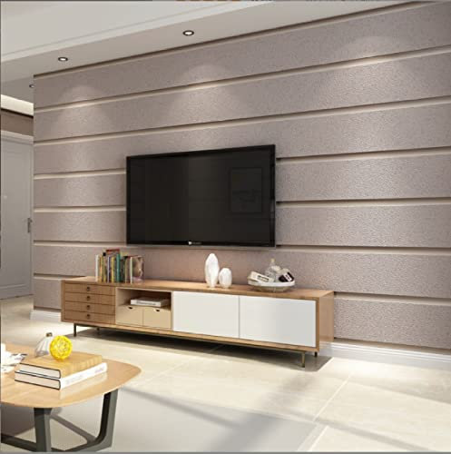 Braun Vliestapete 9,5 m x 0,53 m Breiter Streifen Tapete Modernes Design Beflockung Tapete für Flur Wohnzimmer Schlafzimmer Büro