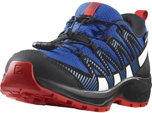 SALOMON XA PRO V8 Climasalomon Scarpe Impermeabili Unisex da Passeggio ed Escursionismo per Bambini, Calzata precisa, Grip su Tutti i Terreni, Look Sportivo, Lapis Blue/Black/Fiery Red, 33 EU