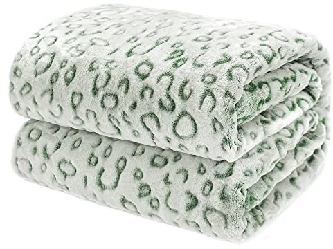 Grüne niedliche Decke mit Geparden-Druck, Fleece, flauschig, warm, Leopardendecke, für alle Jahreszeiten, weich, leicht, gemütlich, Flanell, Geparden-Druck, Decken und Überwürfe, Sofa, 101.6x127 cm