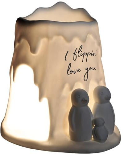 Cello Teelicht Wachsschmelze & Ölbrenner, Pinguin Flippin' Love You, atemberaubendes Porzellan-Dekor. Verwenden Sie es als Wachsschmelzbrenner oder ätherische Ölbrenner und duften Sie Ihr Zimmer