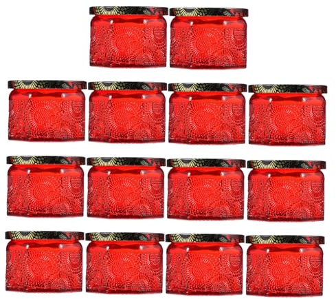 EXCEART 14pezzi Barattoli Vetro Per Candele Fai Da Te Contenitori Ottagonali Incisi Con Coperchi Vasi Resistenti Alte Temperature Per Creazioni Artigianali e Decorazioni Colorate