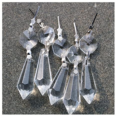 Kronleuchter Kristall Prismen Anhänger 20 Teile/los Klar Kronleuchter Kristallglas Lampe Prismen Teile Hängen Tropfen Anhänger (Color : Silver, Size : 20pcs-76mm Icicle)
