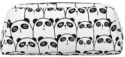 DEHIWI Federmäppchen Panda Grafik schwarz und weiß Stifttasche wasserdicht niedlich Leder Bleistift Tasche Reise Kosmetik Make-up Tasche Organizer Stifthalter für Büro Make-up, silber, Einheitsgröße,