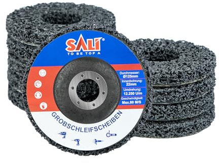 SALI 125mm CSD Scheibe Schleifscheiben für Winkelschleifer 10 Stück Reinigungsscheibe Set Grobreinigungsscheibe Schwarz Schleif Scheibe Nylongewebescheibe Clean Strip Disc, Entfernen Sie Farbe Rost