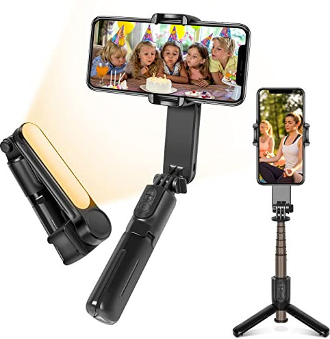 karebabe Gimbal Smartphone Stabilisator, 1-Achsen Handy Gimbal Stabilisator mit Bluetooth Fernbedienung, 3-1 für Vlogging, YouTube, Live-Video Kompatibel mit iPhone/Android (A)