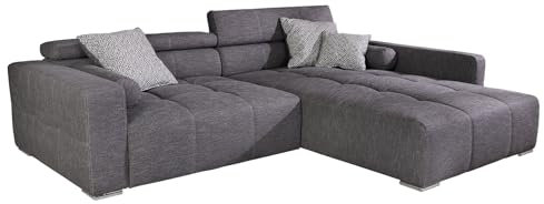 Riess Ambiente Modernes XXL Ecksofa GRANDEZZA 280cm grau Bigsofa Ottomane variabel inkl. Kissen Eckcouch Couch Sofa Wohnzimmer Strukturstoffcouch Strukturstoffsofa