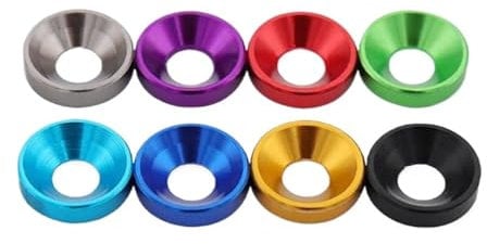 NORAZE 10 Stück Aluminium-Senkkopf-Unterlegscheiben M2 M2,5 M3 M4 M5 M6 M8 Bunte eloxierte Senkkopf-Schrauben-Unterlegscheiben-Dichtung (Size : M3 10pcs, Color : Orange)