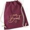 AWASG Turnbeutel JGA Team Braut mit Herz - Braut Jutebeutel zum Zuziehen - Junggeselinnenabschied Accessoire Bride (burgund)