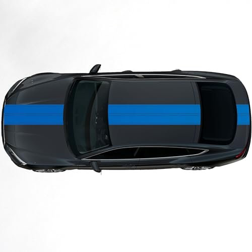hauptsachebeklebt - Autoaufkleber Rallye Streifen - 47 x 400 cm - blau matt - selbstklebend - Viperstreifen für Auto, Motorhaube, Karosserie - Tuning Aufkleber Racing Deko