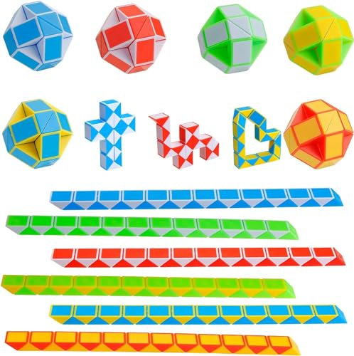 Party Bag Fillers for Kids - 12 Pack 24 Blocks Snake Fidget Toys for Kids Mini Magic Snake Cube for Kids 8-12 Boy Girls Gifts Classroom Holidays