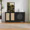 Lexiou Sideboard mit Glastüren aus Rattan, halbrunde Tür, hochwertige Aufbewahrungsmöbel
