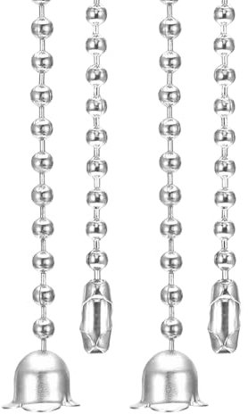 PATIKIL 1M 3.3ft Ceiling Fan Pull Chain, 2 Pcs Beaded Pulls Cord Extender Flower Pendant for Fan Light Chandelier Table Lamp Pulling Switch, Silver Tone