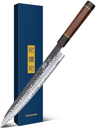 HOSHANHO Sushi Knife Japanese Sashimi Knives 10 Inch, Hand Forged High Carbon Steel Yanagiba Knife, Kitchen Chef Knives for Cutting Sushi & Sashimi, Fish Filleting