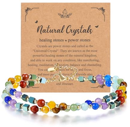 JSDDE 7 Chakra Armband Damen Perlenarmband Edelsteine Armband Heilsteine Armband Glücksbringer spirituellen Schmuck für Damen Frauen